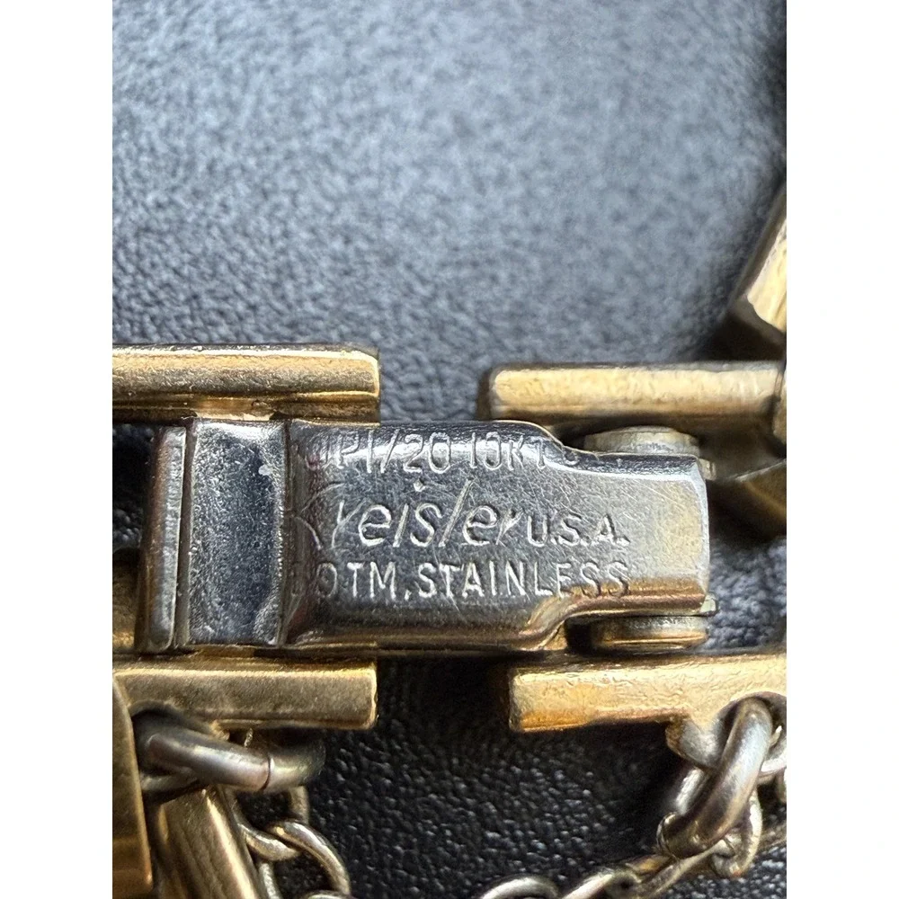 Kreisler Vintage Watch Band 1/20 10KT Gold Filled Textured Link Safety Chain USA